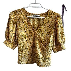 Abercrombie & Fitch women’s V-neck Cross body flowy top puff sleeve boho (XS)